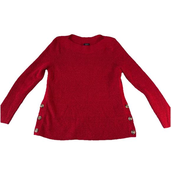 Talbots Womens Red Round Neck Long Sleeve Tight Knit Sweater Size Large - Picture 1 of 8